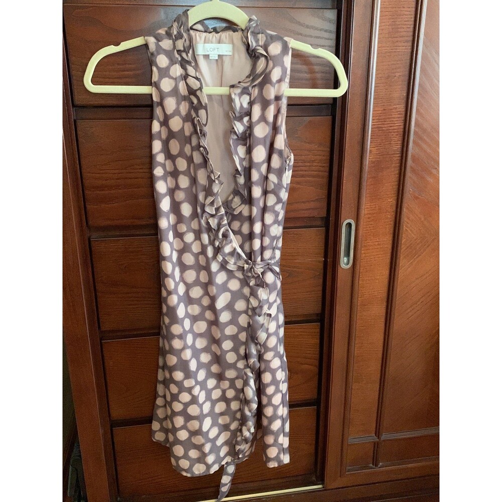 Loft Wrap Dress, mocha/deep peach, size 00P